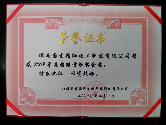 2009度特殊貢獻(xiàn)獎(jiǎng)金獎(jiǎng)